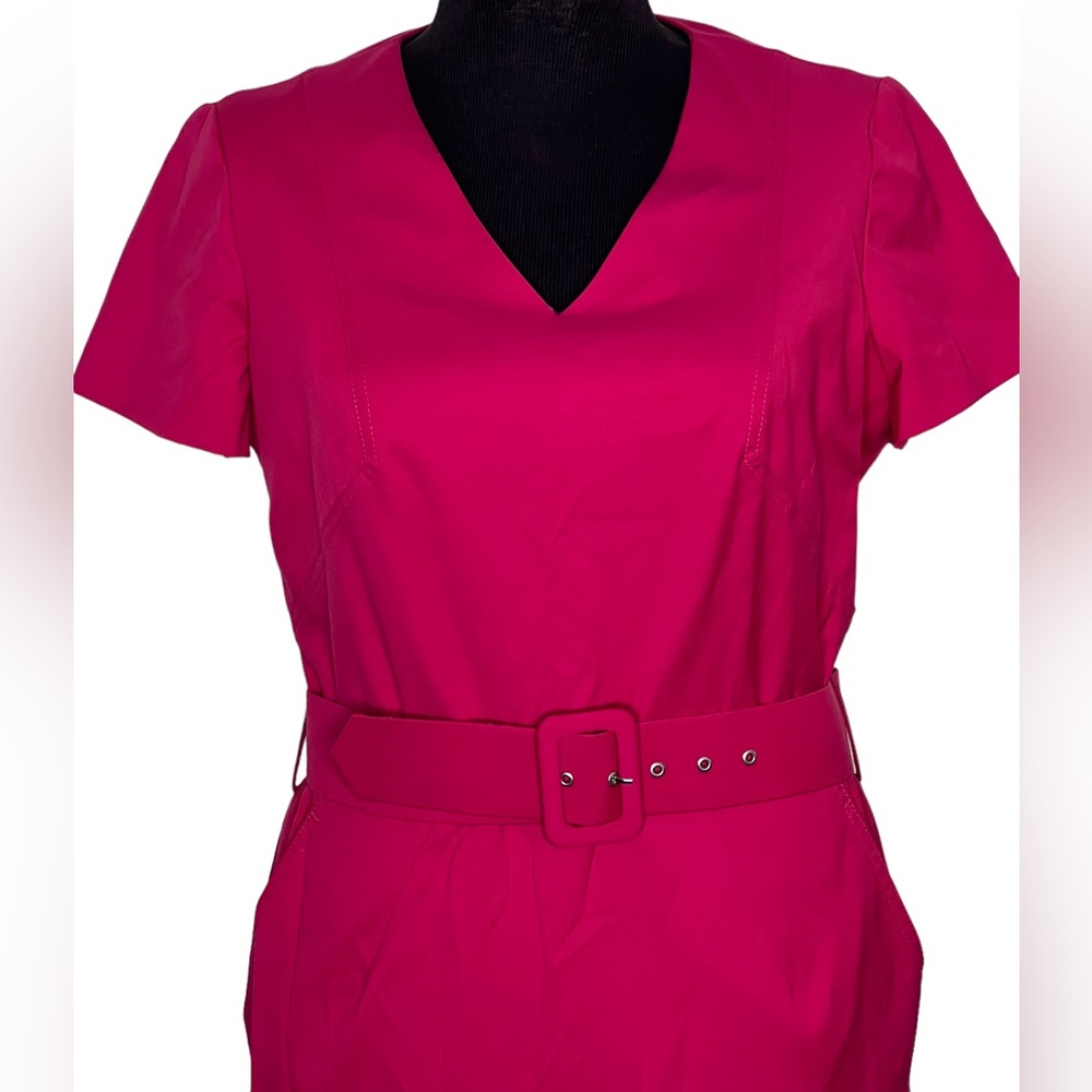 Patrizia Aryton Womens Dress Size 38 Pink Pencil Midi w Matching Belt & Pockets - Picture 2 of 15